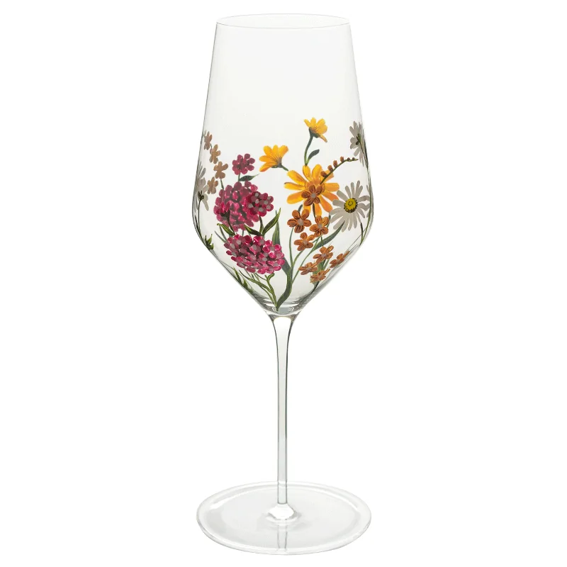 繁花手绘中号水晶杯